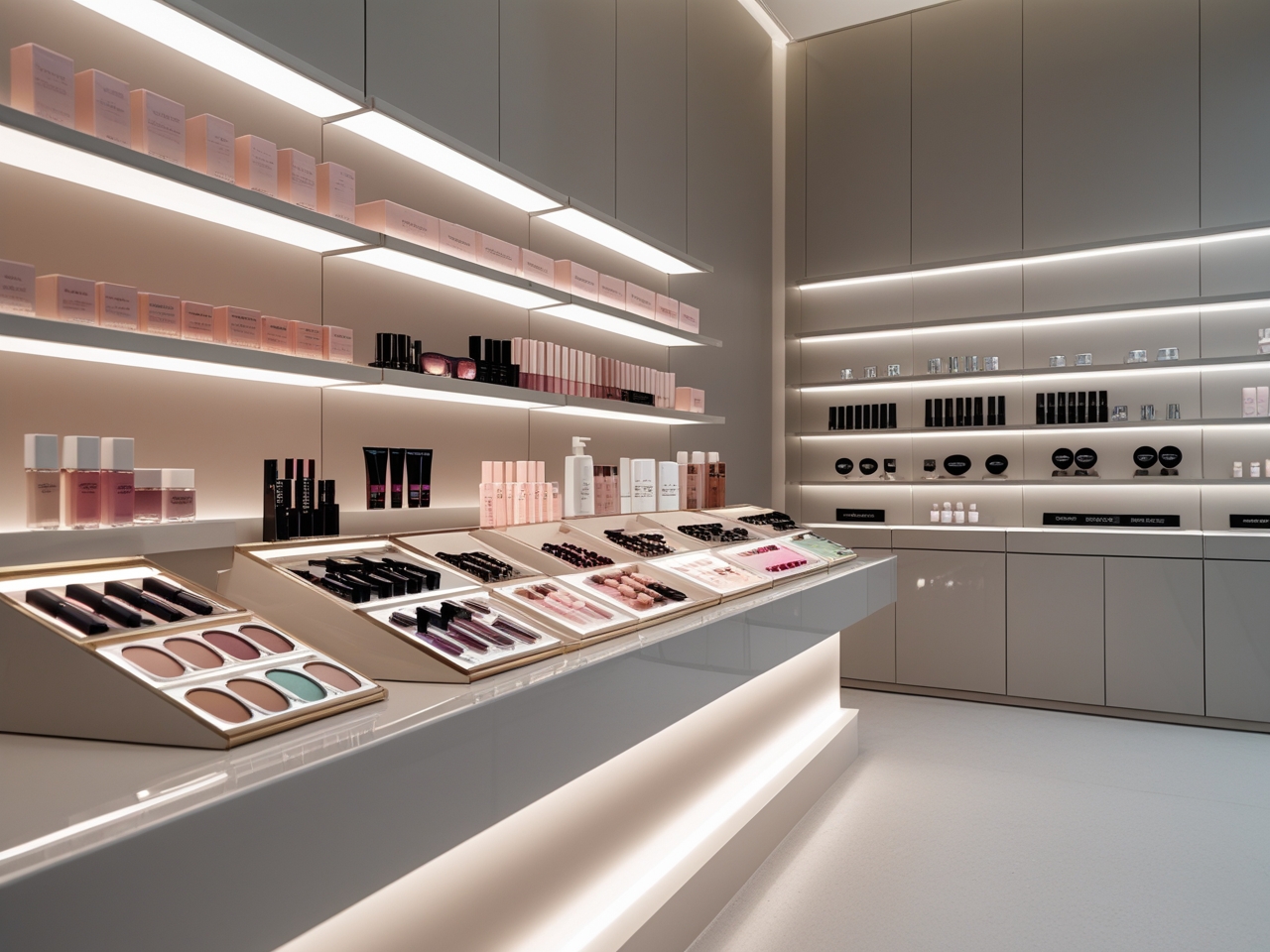 Cosmetic display with integrated lighting