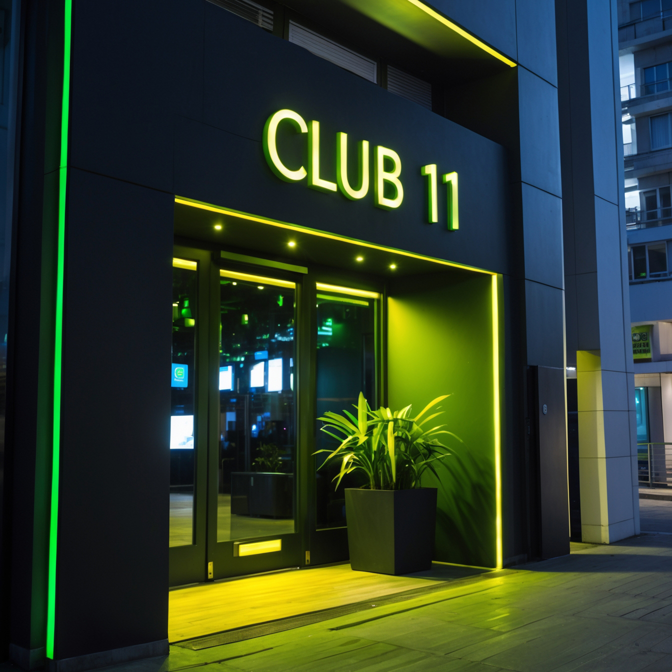 Club Facade with LED Lighting