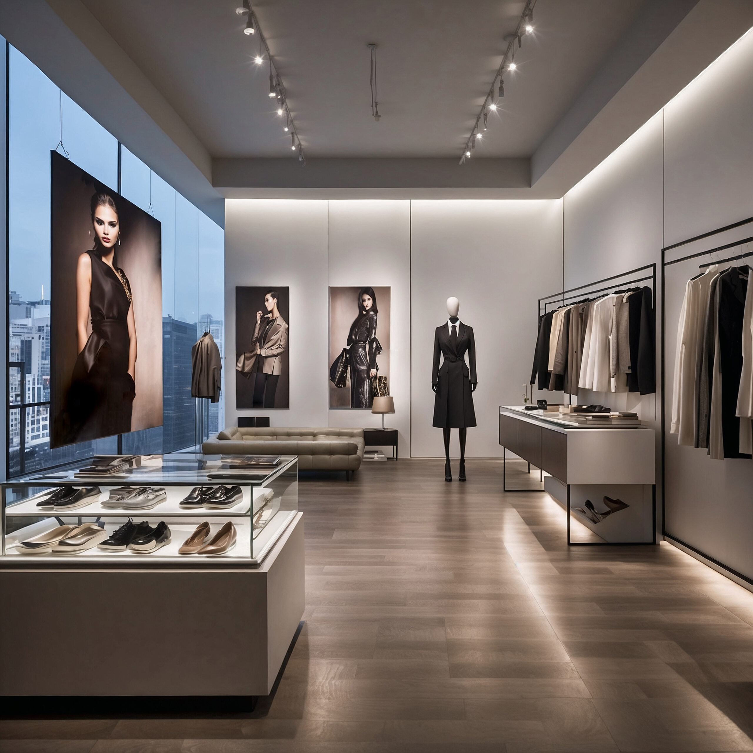 Perfume store with elegant wall-mounted shelves
