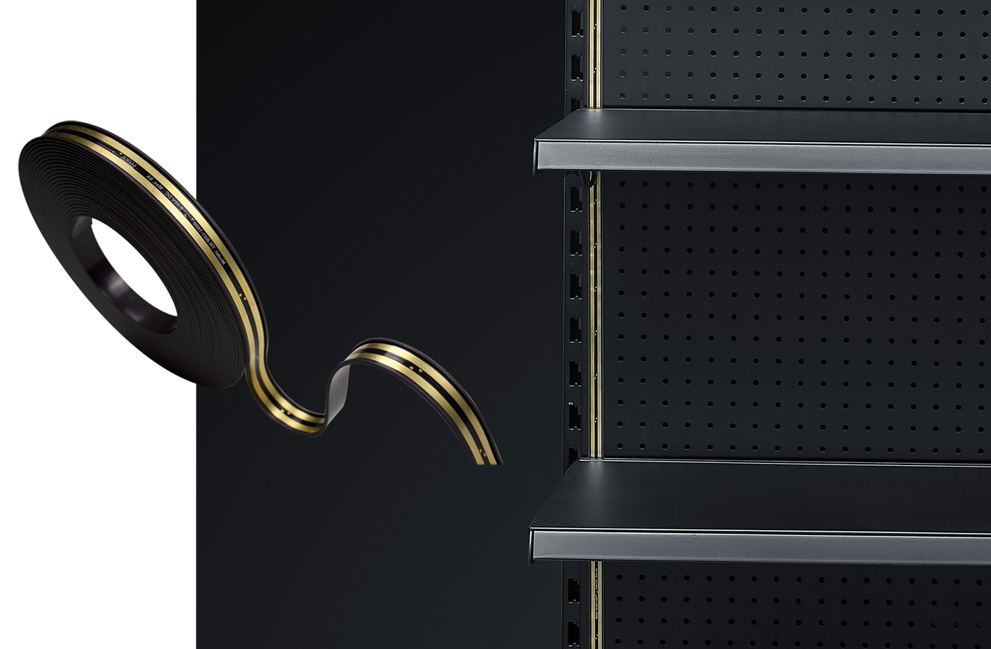 Flexpowertrack – LED Power Track on Roll for Metal Shelving Systems