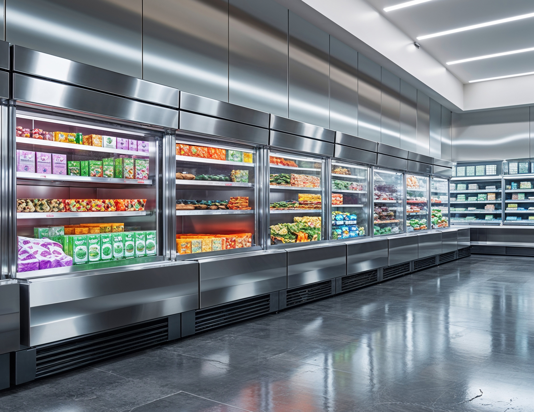 Open-front freezer cabinets