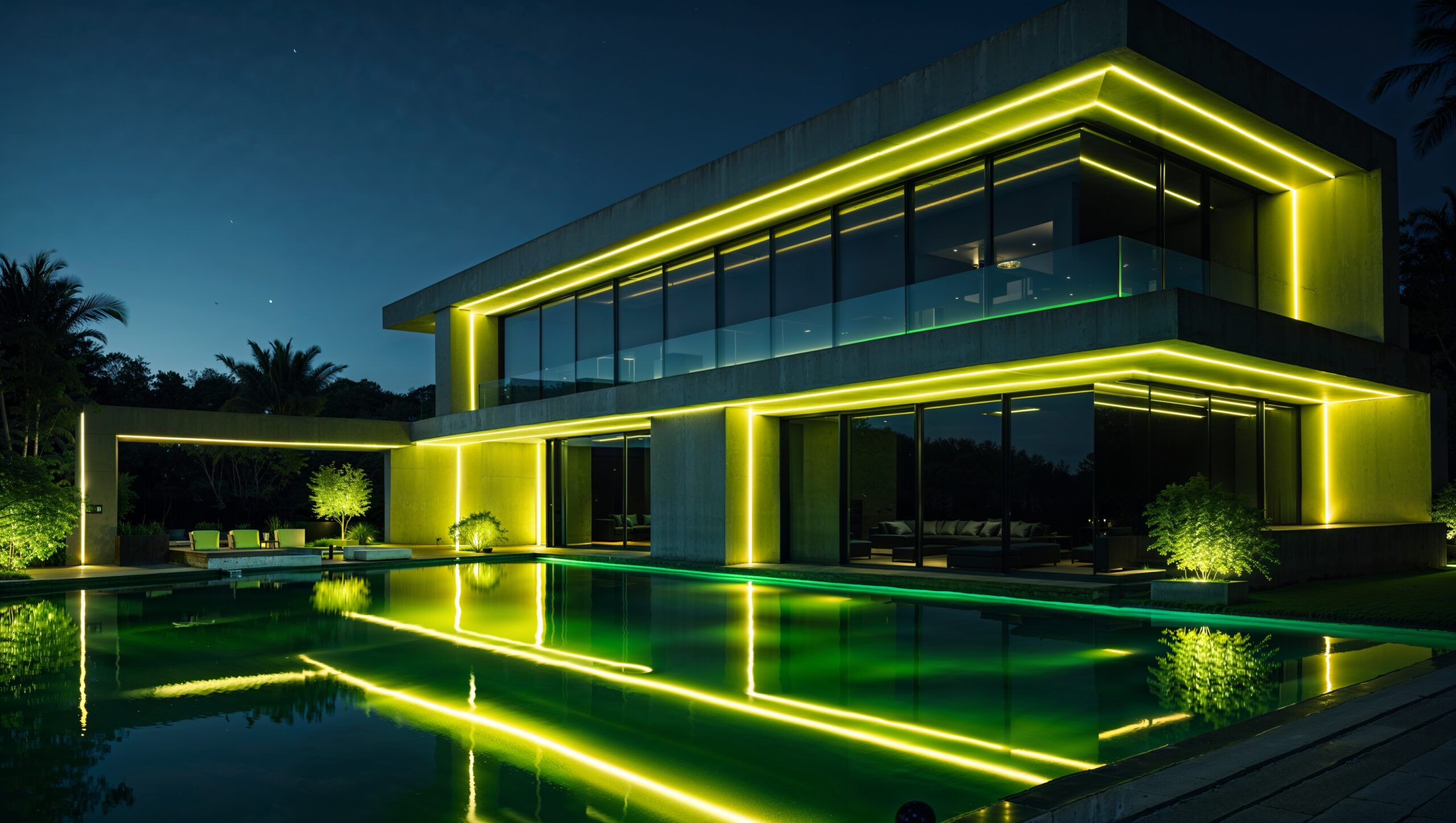 Modern Villa with LED Contour Lighting