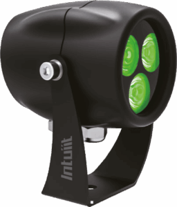 LED Spotlight with Green Light Color  Compact LED spotlight with green light for outdoor applications