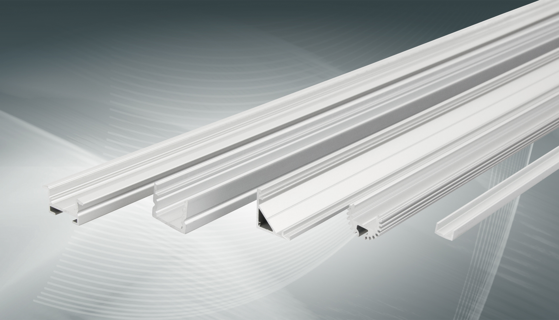 Aluminium profiles for LED strips on a light background