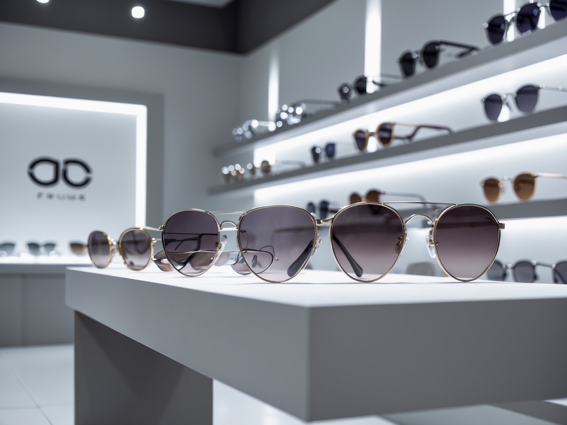 Eyewear display with high-contrast LED accent lighting