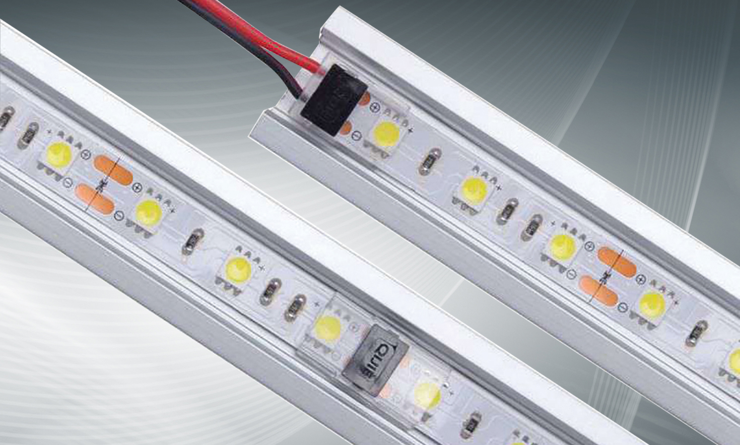 Quick Connectors – LED strip in aluminum profile connected via quick connectors